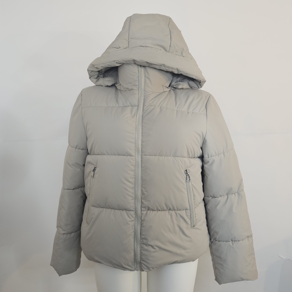 Puffit Hooded Winter Puffer Jacket Coat Tan Beige Taupe Sz XL